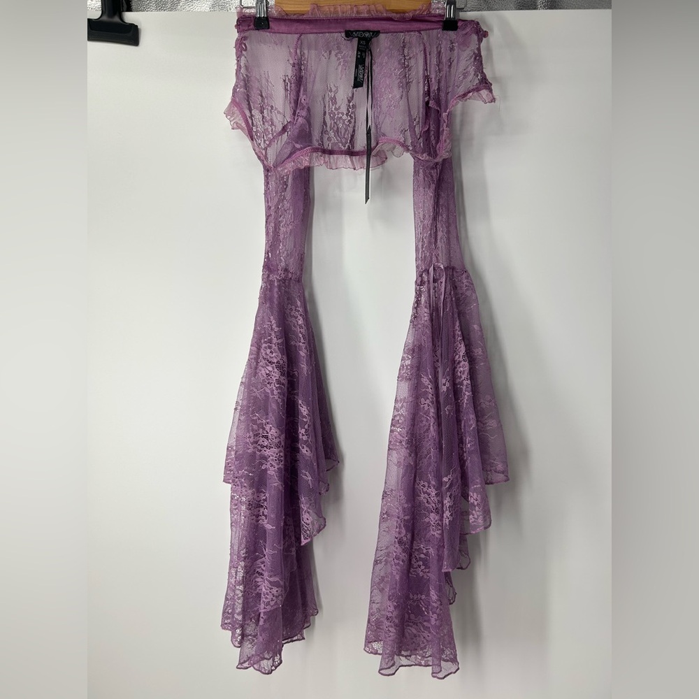 Dolls Kill House of Widow Bolero Ravewear Purple Lace Flowy Sleeves XS NWT